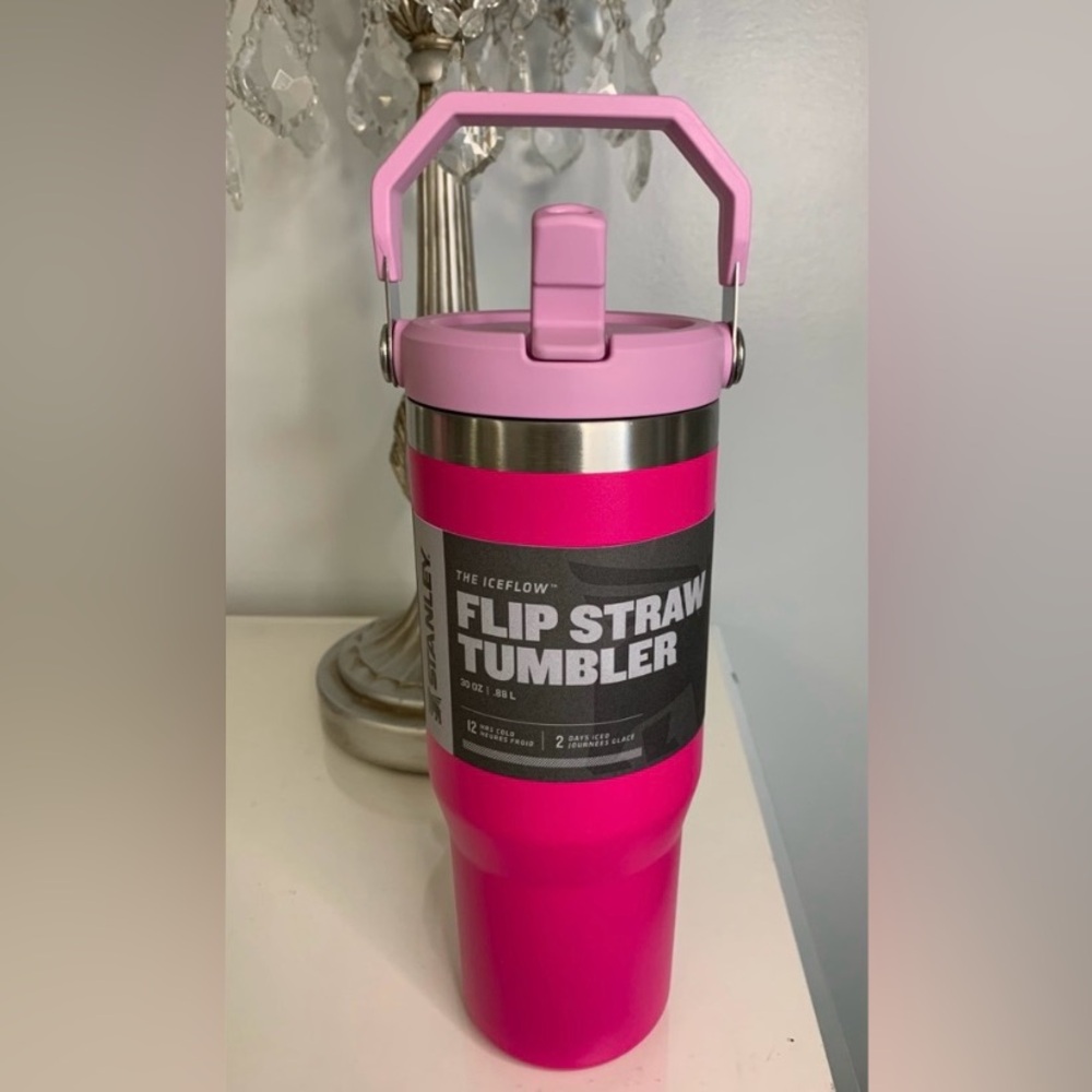NEW Stanley 30oz IceFlow Flip Straw Stainless Steel Tumbler - Camelia Hot Pink